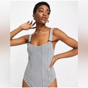 New Topshop bodysuit - acid wash buckle